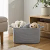 Grey woven storage basket, a large-capacity household storage basket, a perfect organizer for the living room and bedroom details Picture